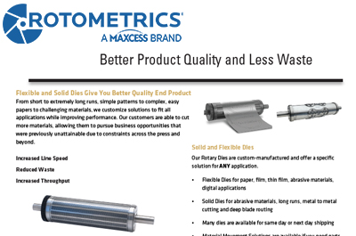 Maxcess RotoMetrics Rotary Dies Support Tooling