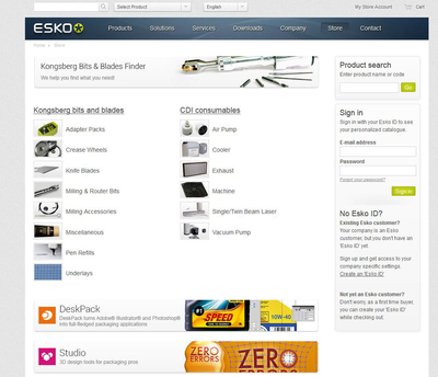 New Esko Store for bits, blades and parts